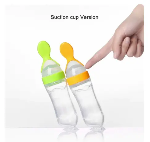 Picture of Suction Silicone Baby Spoon Feeder Baby Silicone Squeezing Bottle 