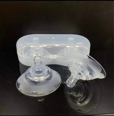 Picture of 1 Pair Nipple Protectors Nipple-style breastfeeding soft silicone nipple protector anti-pain round breast protector two PP box anti-bite shield Multicolor