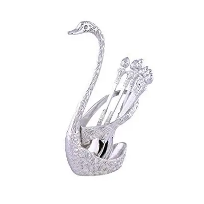 Picture of Spoon Set With Swan Stand - Silver Silver