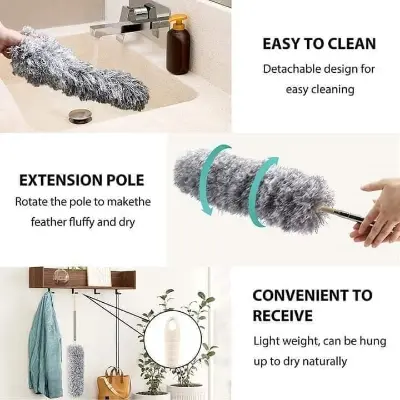 Picture of Bendable Feather Duster with Extra Long Extendable Microfiber Duster (Dust Cleaner ) Multicolor