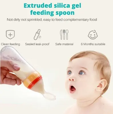 Picture of 90ml Full Silicon Baby Spoon feeding feeder bottle Food Dispensing Spoon