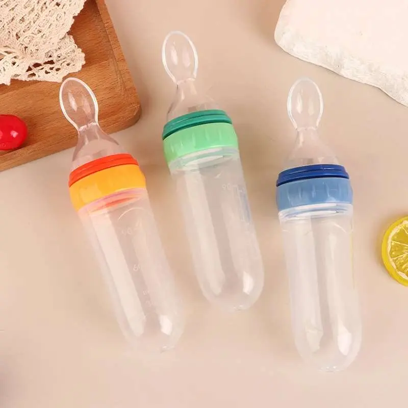 Picture of 90ml Full Silicon Baby Spoon feeding feeder bottle Food Dispensing Spoon