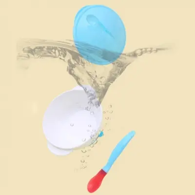 Picture of Baby Toddler Anti Slip Suction Bowl whit Temperature Spoon Lid Feeding Tableware 
