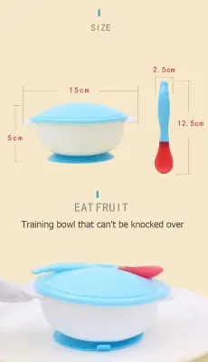 Picture of Baby Toddler Anti Slip Suction Bowl whit Temperature Spoon Lid Feeding Tableware 