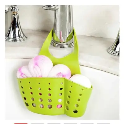 Picture of Hanging Drain Basket Bath Storage Sink Drain Basket Shelves Soap Holder Kitchen Dish Cloth Sponge Holder Storage Basket Hot - Kitchen Rack Multicolor