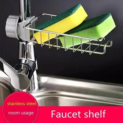 Picture of Kitchen Stainless Steel Faucet Sink Sponge Holder Water Tap Soap Sponge Storage Rack - Kitchen Rack - Kitchen Rack Multicolor