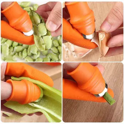 Picture of Silicone Vegetable And Fruits Thumb Cutter Finger cutter 5 in 1 Multicolor