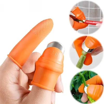 Picture of Silicone Vegetable And Fruits Thumb Cutter Finger cutter 5 in 1 Multicolor