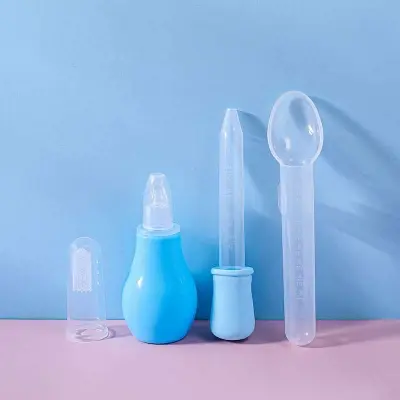 Picture of 4-piece Baby Care Silicone Set Baby Feeder Dropper Feeder Spoon Finger Toothbrush Cleaning Care Set Nasal Aspirator Multicolor