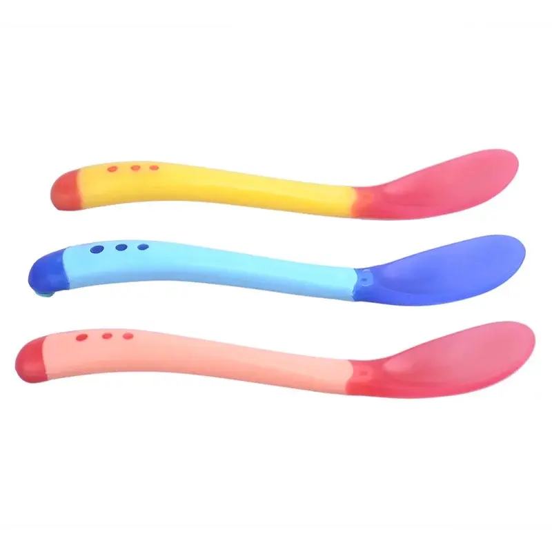 Picture of গরম খাবার থেকে বাচ্চাকে নিরাপদে রাখতে-Heat Sensitive Baby Safety Spoons Heat Sensing Spoon for Kids Boys Girls Silicone Spoon Feeding Baby Spoons Toddler Flatware Multicolor