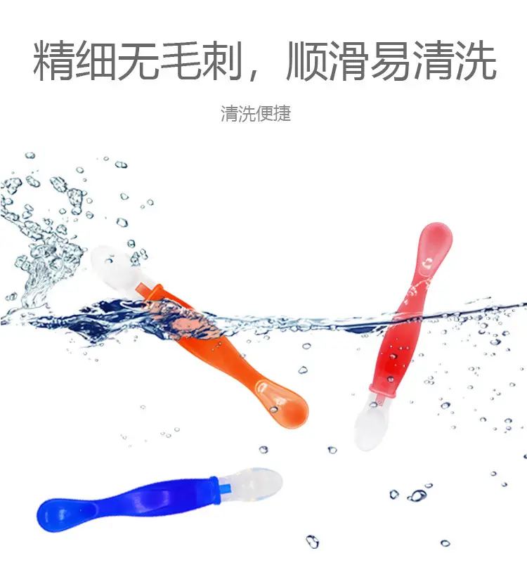 Picture of Baby Soft Silicone Spoon Candy Color Spoon Kids Feeding Dishes Safety Feeder Eating Training Spoon Multicolor