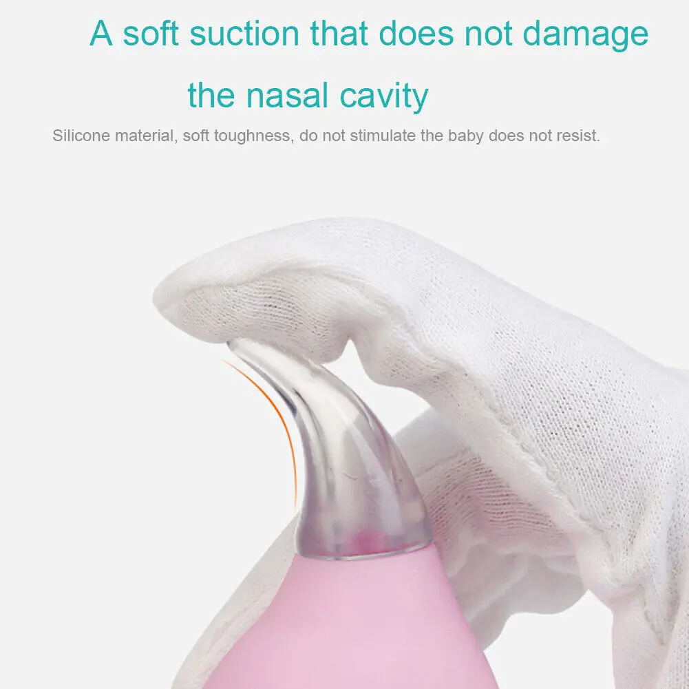 Picture of Water drop type newborn baby supplies medical PVC nasal aspirator pump Nose cleaner type cold and snot cleaning silicone head elevator 