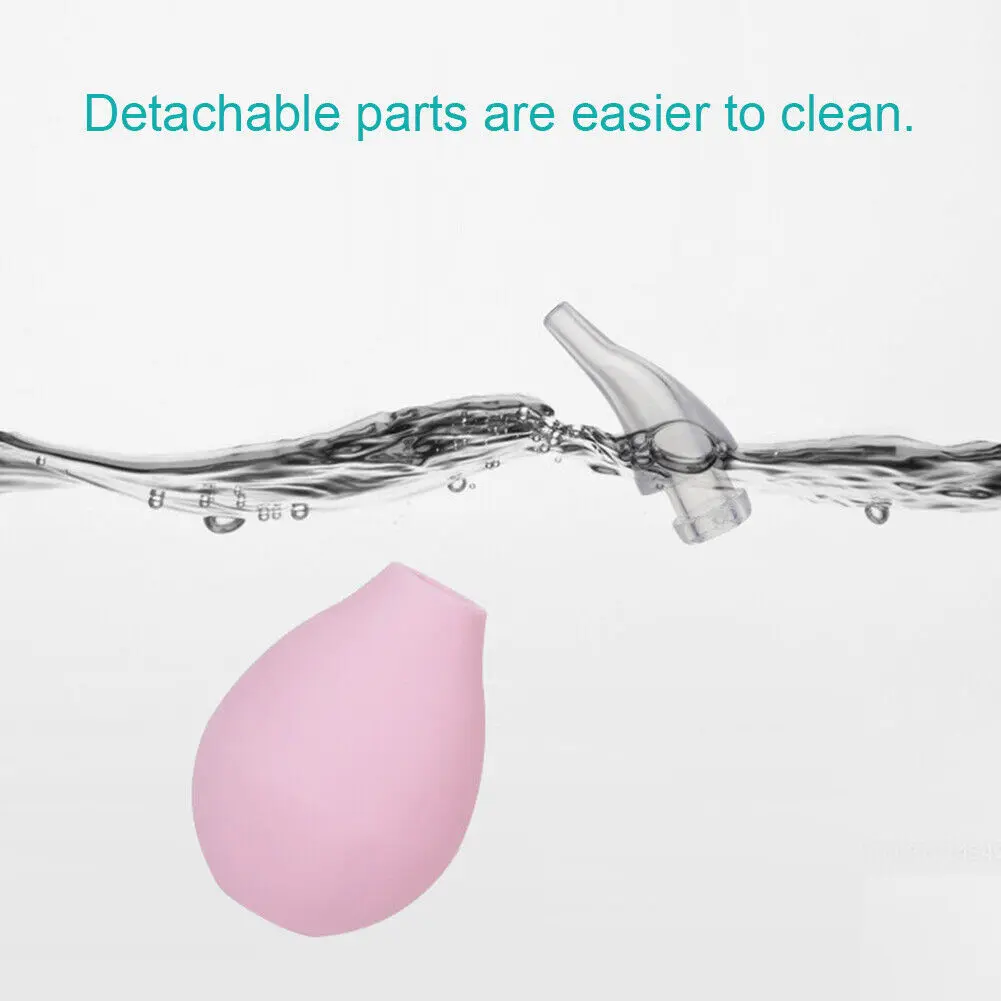 Picture of Water drop type newborn baby supplies medical PVC nasal aspirator pump Nose cleaner type cold and snot cleaning silicone head elevator 
