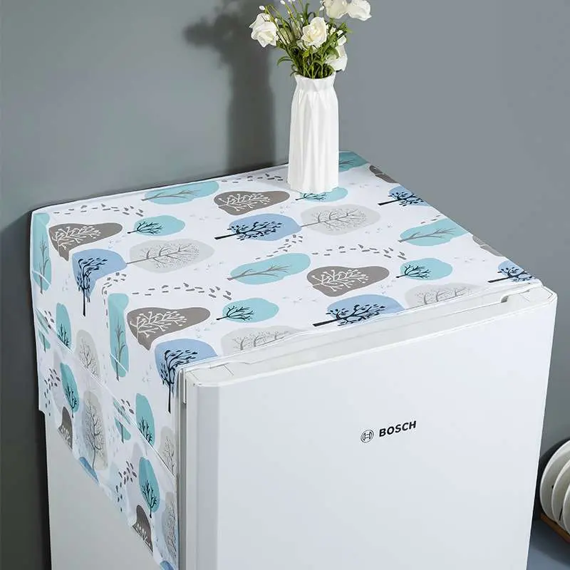Picture of Double Door Refrigerator Covers Home Cabinet Protection Cover Refrigerator Dust Cover with Pocket Multicolor