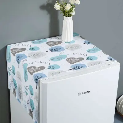 Picture of Double Door Refrigerator Covers Home Cabinet Protection Cover Refrigerator Dust Cover with Pocket Multicolor