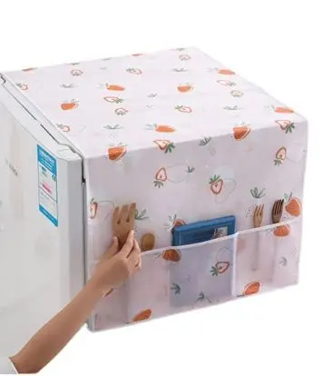 Picture of Double Door Refrigerator Covers Home Cabinet Protection Cover Refrigerator Dust Cover with Pocket Multicolor