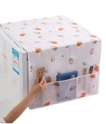 Picture of Double Door Refrigerator Covers Home Cabinet Protection Cover Refrigerator Dust Cover with Pocket Multicolor