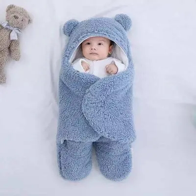 Picture of Ultra-Soft Fluffy Fleece Newborn Receiving Blanket - Baby Sleeping Bag for Boys and Girls (0-6 Months) Multicolor