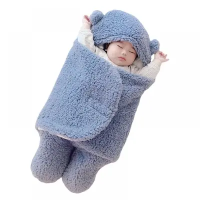 Picture of Ultra-Soft Fluffy Fleece Newborn Receiving Blanket - Baby Sleeping Bag for Boys and Girls (0-6 Months) Multicolor