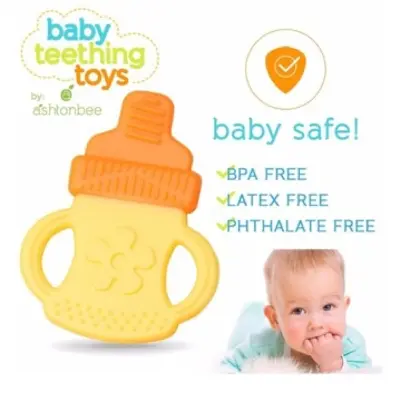 Picture of Milk Feeding Bottle Shape Silicone Baby Teether Chewing Teething Toys Multicolor