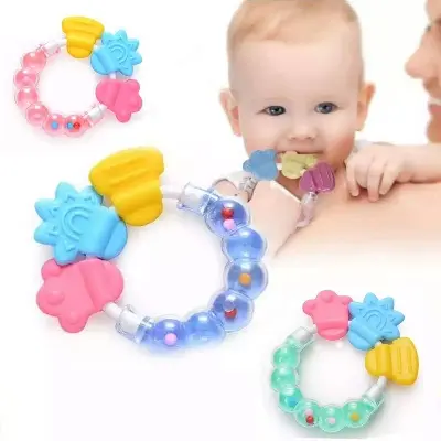 Picture of Lovely Silicone Necklace Teethers With Rattle Teethers Toys Teething Baby Care Safe Acessorios Baby Teether Multicolor