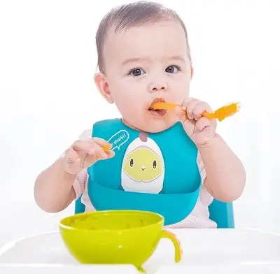 Picture of Cute Baby Bibs Waterproof | Soft Silicone Cartoon Print Baby Feeding Stuff | Dinosaur Kids Girl Boy Adjustable Children Bib