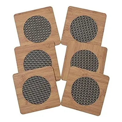 Picture of 6 Pcs Wooden Heat Pad dish holder - Square Shape Grey