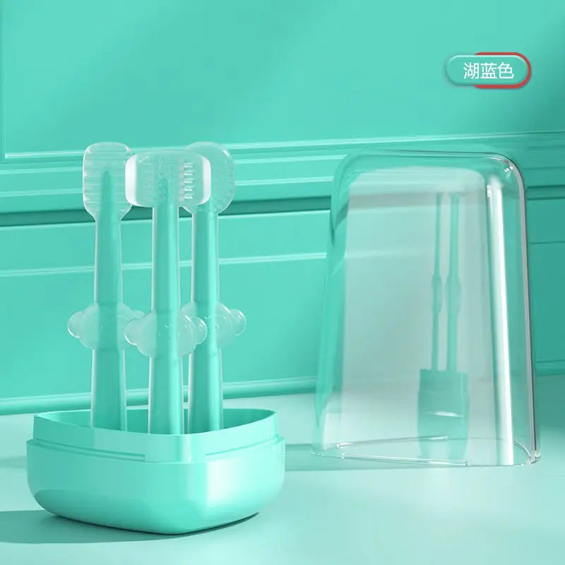 Picture of Silicone Tongue Cleaner + Baby Soft Bristle Toothbrush + U-Shaped Brush, 0-18 Months 3Pcs Set with Box