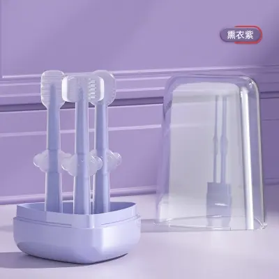 Picture of Baby Soft Bristle Toothbrush + U-Shaped Brush + Silicone Tongue Cleaner, 0-18 Months 3Pcs Set with Box