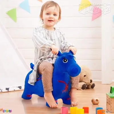 Picture of Blue Horse Hopper with Pumper - Jumping Horse, Ride-on Bouncy Animal Multicolor