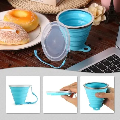 Picture of 270ML Travel Cup Stainless Steel Silicone Retractable Folding cups Telescopic Collapsible Coffee Cups Outdoor Sport Water Cup Multicolor