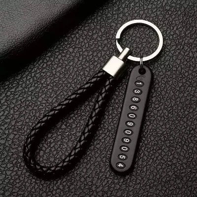 Picture of Anti-Lost Car Key Pendant Split Rings Keychain Phone Number Card Keyring Auto Vehicle Key Chain Car Accessories Multicolor