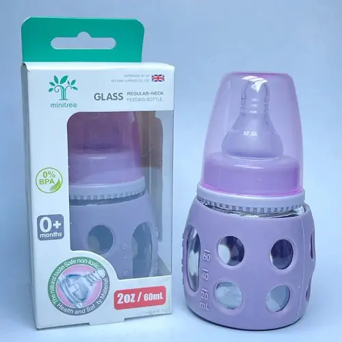 Picture of 60 ml Glass Feeder with Silicone Cover For (0-3 months) Baby Multicolor