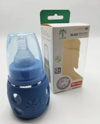 Picture of 60 ml Glass Feeder with Silicone Cover For (0-3 months) Baby Multicolor