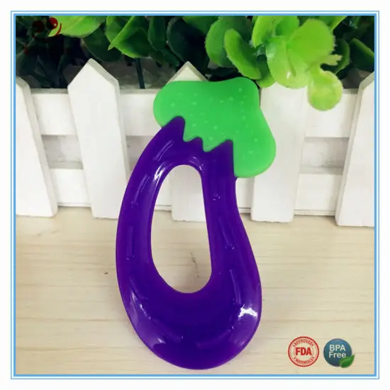 Picture of Brinjal Shape Water Filled Silicone Pacifier Teethers ( color as per stock ) Multicolor