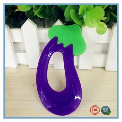 Picture of Brinjal Shape Water Filled Silicone Pacifier Teethers ( color as per stock ) Multicolor