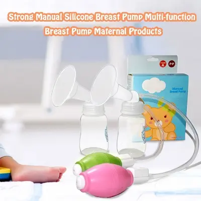 Picture of Apple Bear Brest Pump Manual Control Valve Mom Breast feeding Baby Milk Suction Feeding Newborn Bottle Multicolor