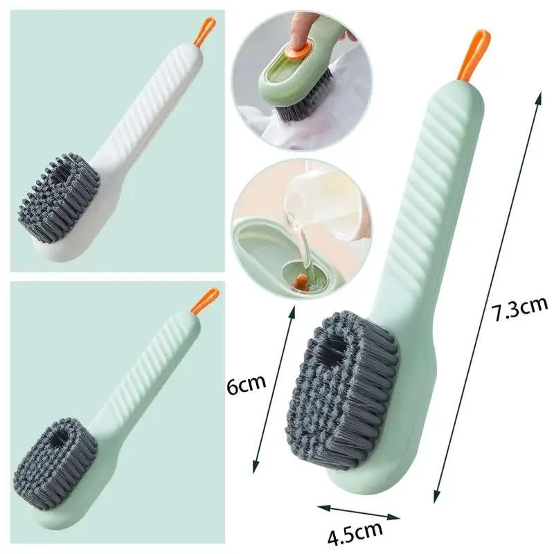 Picture of Shoes Clothes Brush with Soap Dispenser Automatic Liquid Discharge Bathroom Laundry Scrub Soft Cleaning Brushes Household Tools Multicolor