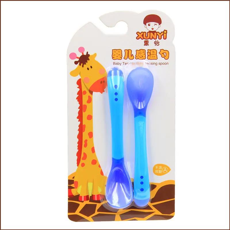 Picture of Baby Temperature Sensing silicone Spoon and Fork for Safety Feeding Spoon + Fork set For Baby Heat Sensing 