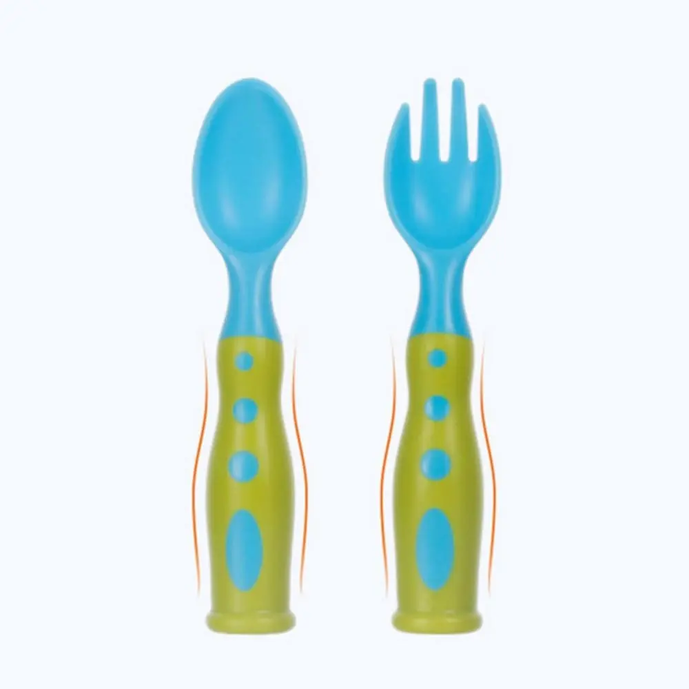 Picture of Mealtime Feeding Set For Kids Sturdy 4 Pieces Set Children's Tableware Utensil Set Safe Ergonomic Long Handle Toddler Utensils