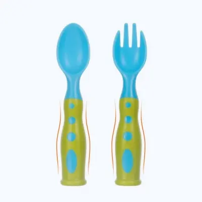 Picture of Mealtime Feeding Set For Kids Sturdy 4 Pieces Set Children's Tableware Utensil Set Safe Ergonomic Long Handle Toddler Utensils