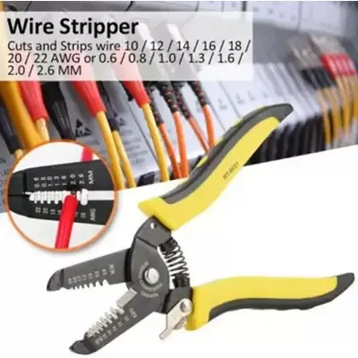 Picture of 7 IN 1 Wire Stripping Pliers Multi-Purpose Eagle Mouth Cutter for Precision Maintenance Self Adjusting Wire Cutting Tool - Yellow