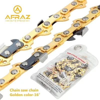Picture of 16 Inch Electric Chain Saw Chain Yellow Gold Steel Chainsaw Chain - Gold