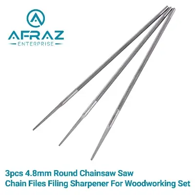 Picture of 3pcs 3/16" 4.8mm Round Chainsaw Saw Chain Files Filing Sharpener For Woodwork - White