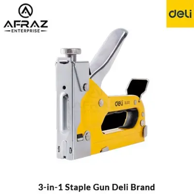 Picture of 3-in-1 Heavy Duty Staple Gun Stapler Tacker + 600 Nails Woodworking Hand Tool Manual Staplers - Black