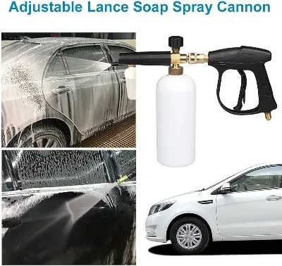 Picture of Adjustable Car Washer Snow Foam Gun+Lance Bottle Spray Cannon 1Liter Set - White