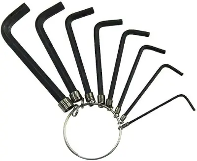 Picture of 8 In 1 Hex Key Allen Wrench Set 1.5mm to 6mm Metric Hand Tool Kit Box Key Chain Black Color - Black
