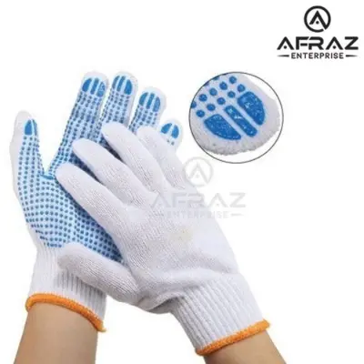 Picture of Cotton Lined PVC Dotted Hand Gloves 1 Pair - Black