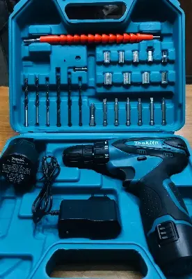 Picture of Cordless Drill Machine 12v 28Pcs Power Driver Combo Drills Kit + Double Battery - Blue