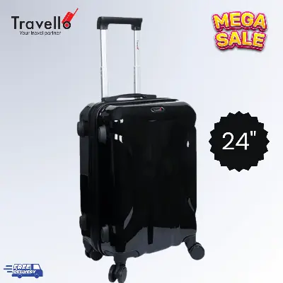 Picture of Travello Luxury Plus 24 Inch Ultra Light Weight Strong Build Quality Water-Resistant Double Caster Wheel Bigger Space Hardtop Luggage-Trolley Black